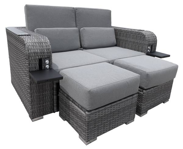 Strandstoel HOLBY grijs - polyrotan - 160 x 69 x 189 cm