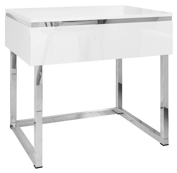 Nachttisch AURORA Silber - Weiß - Holzwerkstoff - 48 x 45 x 38 cm