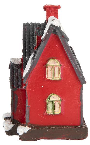 Haus mit LED Rostock Rot - Kunststoff - 5 x 7 x 6 cm