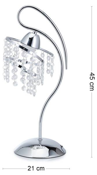Tischlampe HH-CR-616LN-CH Silber - Glas - Metall - 21 x 45 x 21 cm