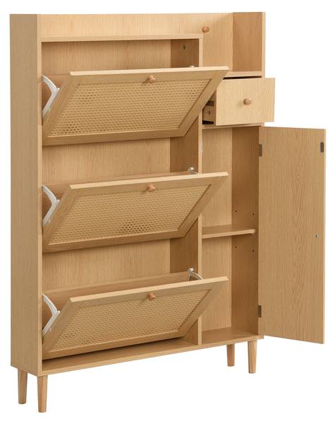 Meuble à chaussures Coeus Ⅱ Marron - Pin - Acier - 17 x 125 x 90 cm