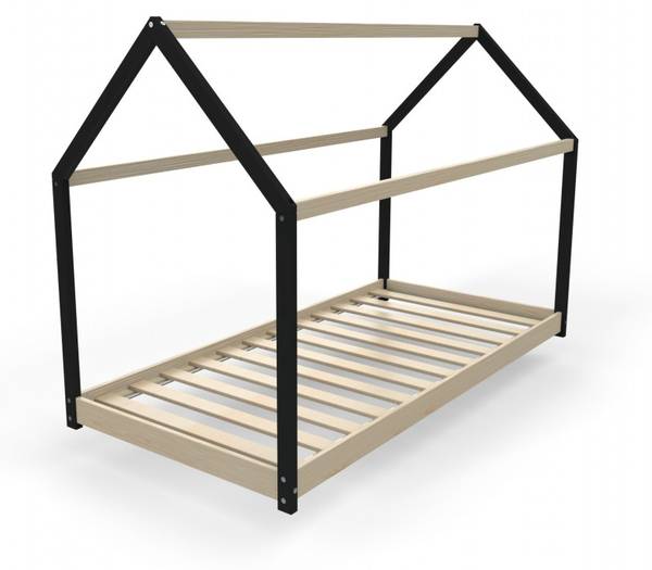 Hausbett PANDA mit Lattenrost Holz - 195 x 134 cm