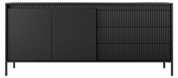 Breite Kommode geriffelte SENSO Schwarz Schwarz