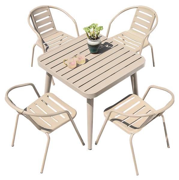 Essgruppen-Set (5-tlg.) Beige - Metall - 80 x 74 x 80 cm