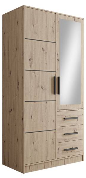 Kleiderschrank Kos D2 Braun - Holzwerkstoff - 100 x 200 x 58 cm