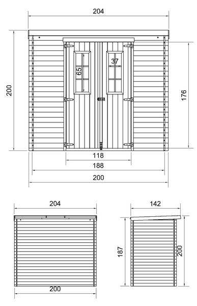 Gartenhaus mit Boden M311C+M311G Beige - Fichte - 200 x 200 x 130 cm