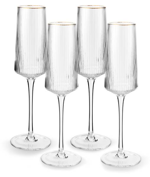 Champagne Glass Goldrand (4er Set) porselein - 7 x 25 x 7 cm