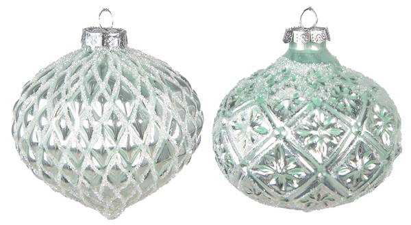 Weihnachtskugel Winter 38574 2er Set Grün - Glas - 10 x 10 x 10 cm