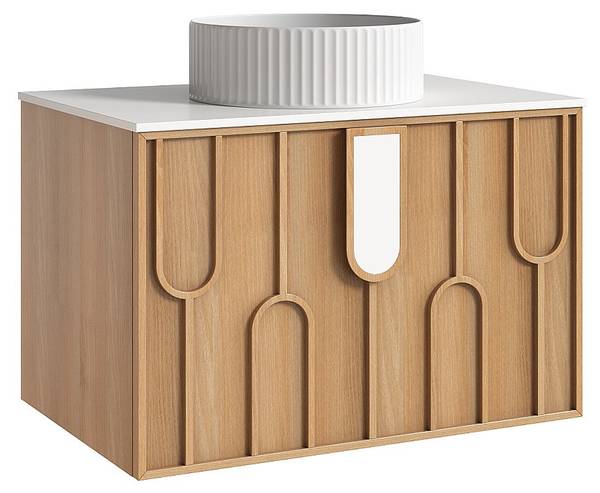 Einzelwaschtisch MERKAN Braun - Holz teilmassiv - 75 x 49 x 50 cm