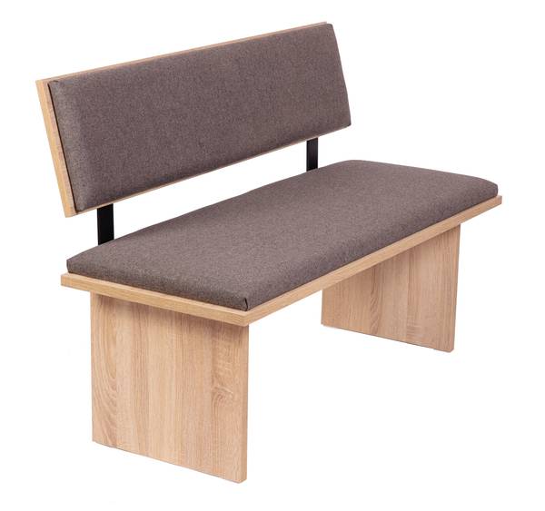 Sitzbank 'Die Stilvolle' L125cm Eiche Dekor - Steingrau - Tiefe: 125 cm