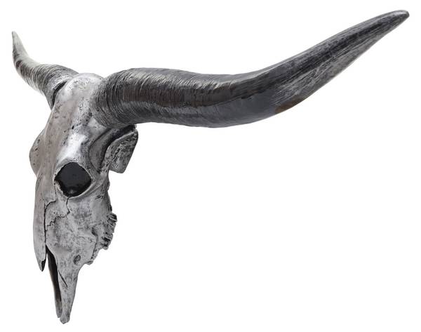 Deko Schädel A14 Stier Silber / Grau - Silbergrau