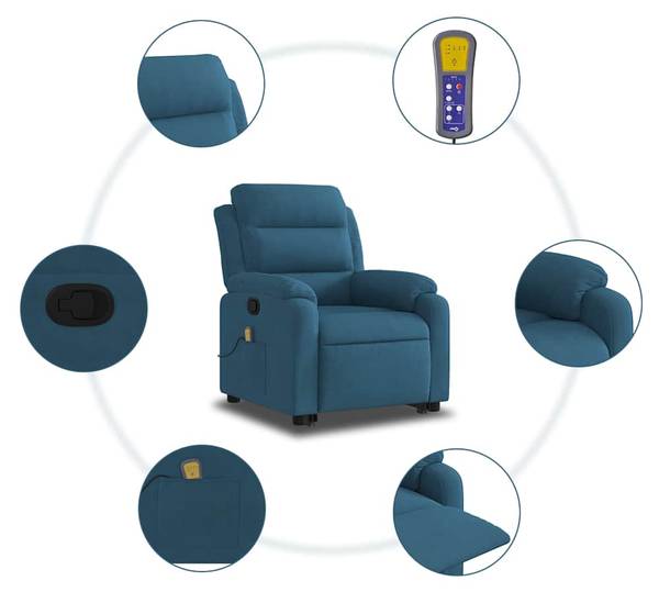 Massagesessel mit Aufstehhilfe 3032395-2 Blau