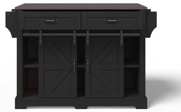 Küchenwagen WoodyEve Ⅲ Schwarz - Holzwerkstoff - 70 x 91 x 120 cm