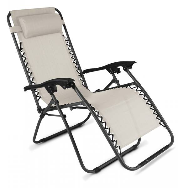 Klappbarer Gartensessel Monaco Grau - Stahl - 65 x 110 x 160 cm