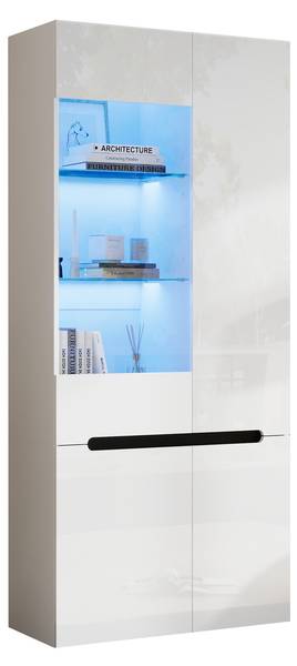 Vitrine Ourea Ⅴ Weiß - Holzwerkstoff - Glas - 80 x 180 x 35 cm