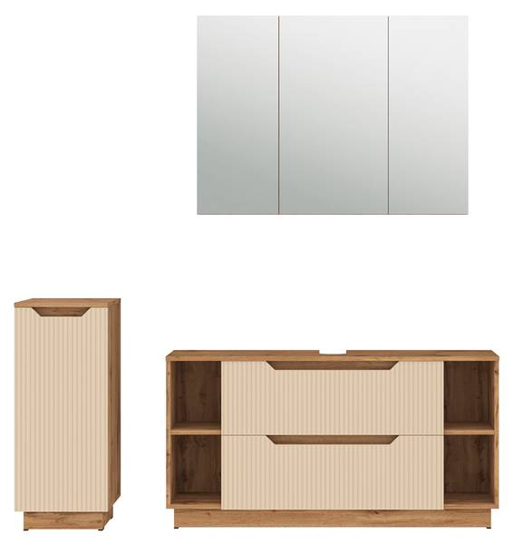 Badmöbel-Set Lotta 59419 Beige - Holzwerkstoff - 120 x 63 x 35 cm