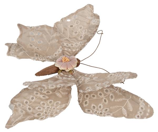 Decoratie Vlinder Deco&Giovanni beige - kunststof - 4 x 22 x 28 cm