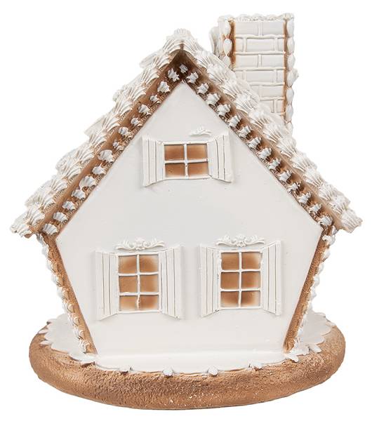Lebkuchenhaus mit LED Aschaffenburg Weiß - Kunststoff - 16 x 17 x 17 cm