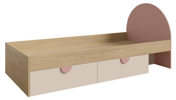 Jugendbett Lexi Beige - Hellrosa - Eiche