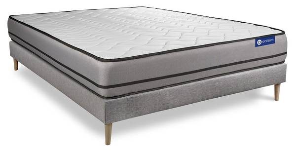 Bettgestell und Matratze Actiflex night Grau - Massivholz - 135 x 49 x 200 cm