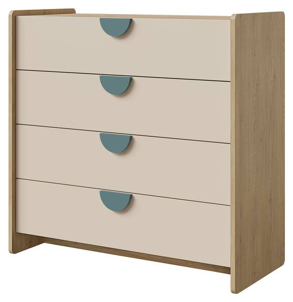 Kommode Lexi Beige - Blau - Eiche