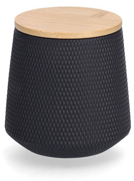 Vorratsdose m. Bambusdeckel, 580ml Schwarz - Stein - 11 x 12 x 11 cm