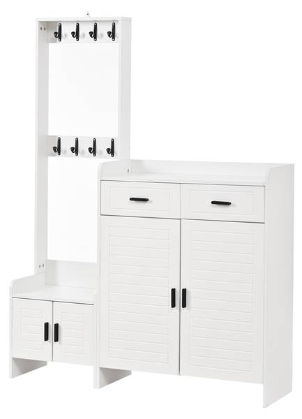 Schuhschrank-Set Eos Ⅰ Weiß - Holzwerkstoff - 125 x 165 x 32 cm