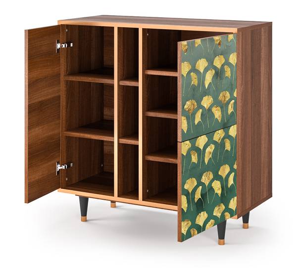 Sideboard BS5 Walnuss Grün - Holzwerkstoff - 94 x 96 x 41 cm