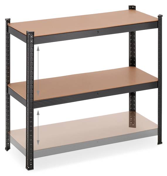 2x Schwarzes Schwerlastregal Schwarz - Braun - Stahl - 100 x 180 x 41 cm