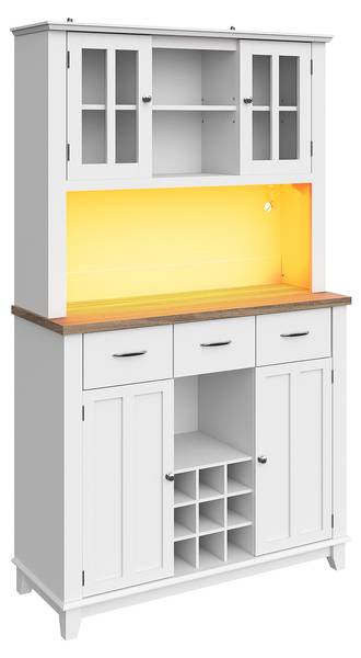 Buffetschrank GLOWGlass Ⅵ Weiß - Stahl - Klarglas - 106 x 180 x 40 cm