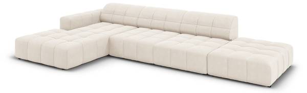 Canapé d'angle CHICAGO 5 places Beige brillant