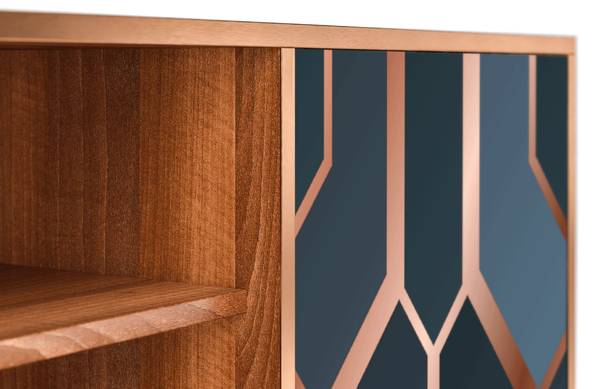 TV-Lowboard T2 Walnuss Blau - Holzwerkstoff - 170 x 69 x 48 cm