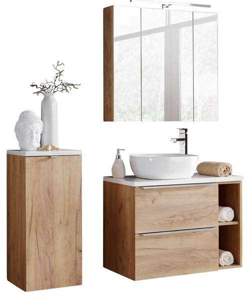 Badmöbel-Set TOSKANA-56-477 3er-Set Braun - Holzwerkstoff - 135 x 200 x 46 cm