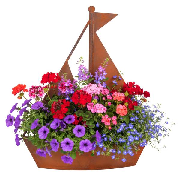 Gartendeko Rost Schiff Braun - Stahl - 35 x 43 x 10 cm