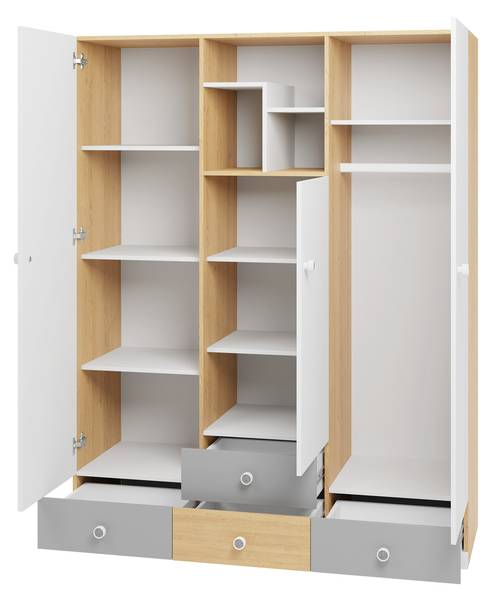 Kleiderschrank Pixel 01 Braun - Grau - Weiß - Holzwerkstoff - 150 x 190 x 50 cm