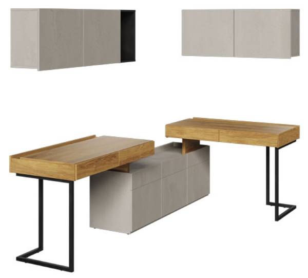 Kinderzimmer-Set TEEN FLEX 6-teilig Grau - Holzwerkstoff - 260 x 76 x 61 cm