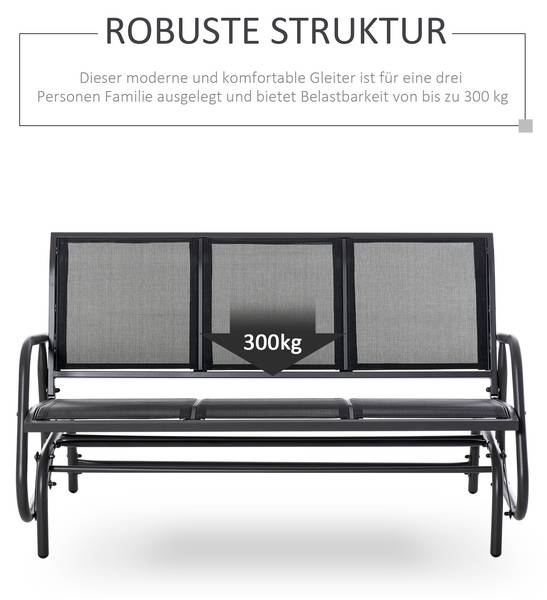 Banc à bascule 84B-531 Noir - Métal - 70 x 85 x 147 cm