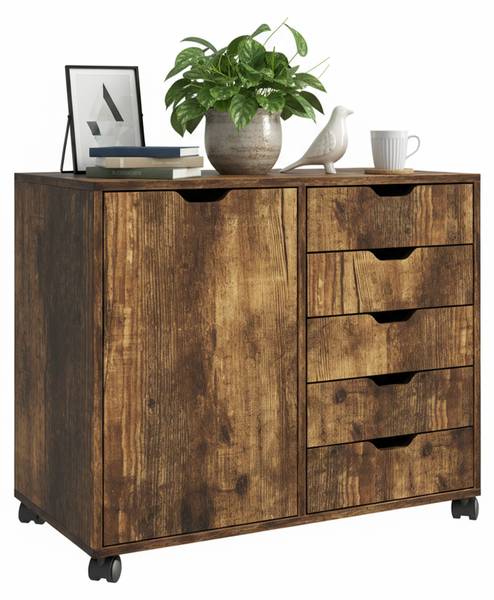 Rollcontainer mit Schubladen & Fächer Braun - Eisen - 78 x 65 x 40 cm
