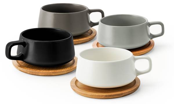Cappuccinotassen Set 4er Set Dunkelgrau
