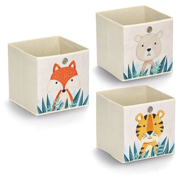 Aufbewahrungsbox 'Fuchs', Vlies, beige Beige - Kunststoff - 28 x 28 x 28 cm