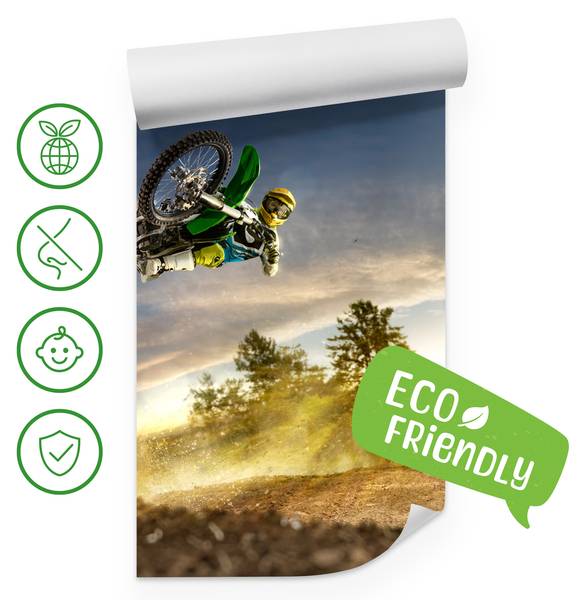Fototapete Motocross Sprung Berge Bäume 350 x 256 x 256 cm