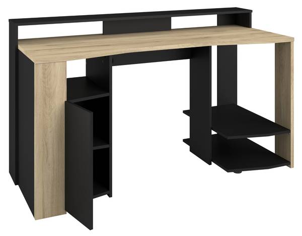 Gamingtisch Meta Schwarz - Braun - Holzwerkstoff - Metall - 152 x 88 x 62 cm