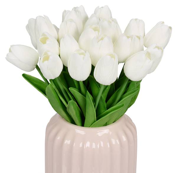 Künstliche Tulpen im 24er Set Grün - Weiß
