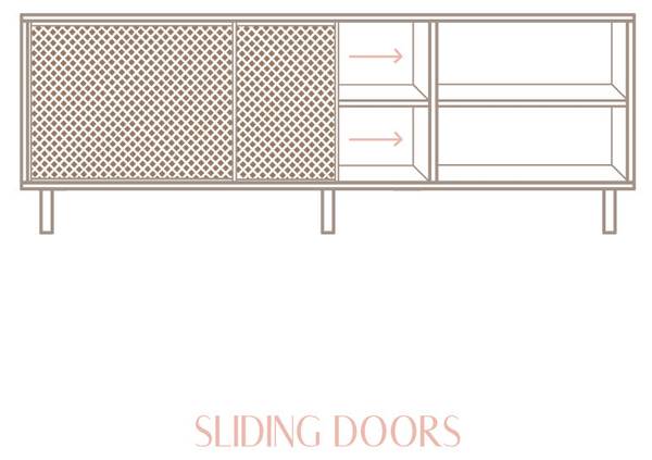 Sideboard Altea mit 3 Türen Unlackiert Braun - Kiefer - 180 x 65 x 35 cm