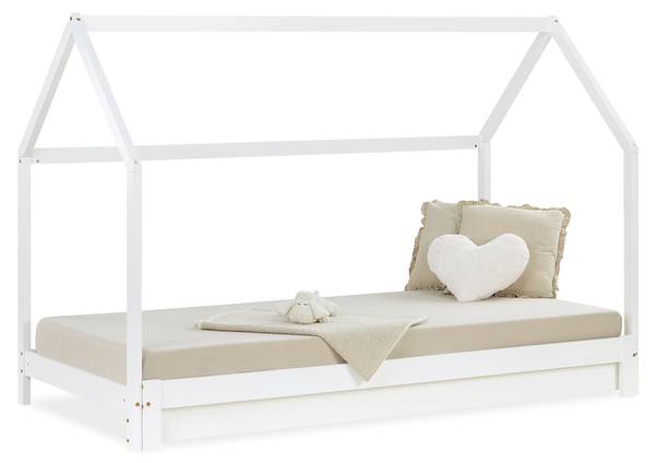 Kinderbett XXL mit Lattenrost 2591 Weiß - Massivholz - 206 x 142 x 100 cm