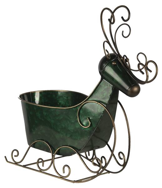 Beeld Rendier Xmas-Griffin groen - metaal - 17 x 37 x 34 cm