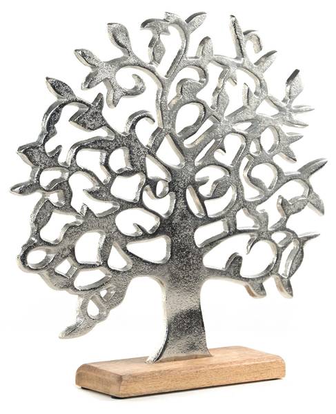 Skulptur  Lebensbaum Albero Silber - Massivholz - 38 x 37 x 8 cm