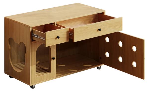 kattenkast WoodyZoo Ⅱ eikenhout