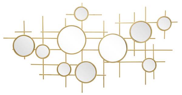 Gerahmter Spiegel Kreise 27 Gold - Metall - 117 x 61 x 5 cm
