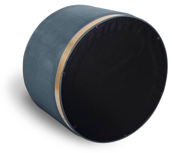 Pouf CHARLOTTE II Bleu - Velours - 60 x 40 x 60 cm